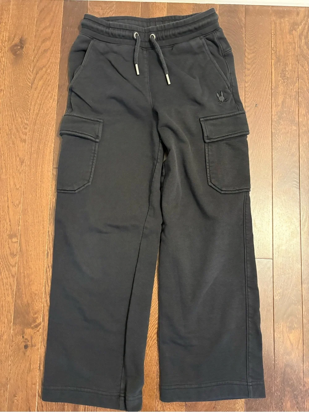Psycho Bunny Kids Cargo Sweatpants Black Drawstring Size 7/8 Small